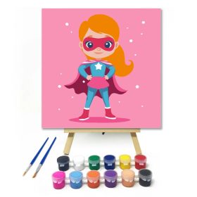 Szuperlány - gyerek számfestő készlet - Számfestő.hu - 20×20cm - Keret nélkül