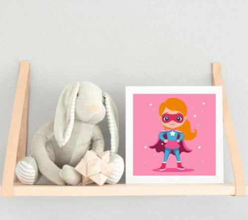 Szuperlány - gyerek számfestő készlet - Számfestő.hu - 20×20cm - Keret nélkül