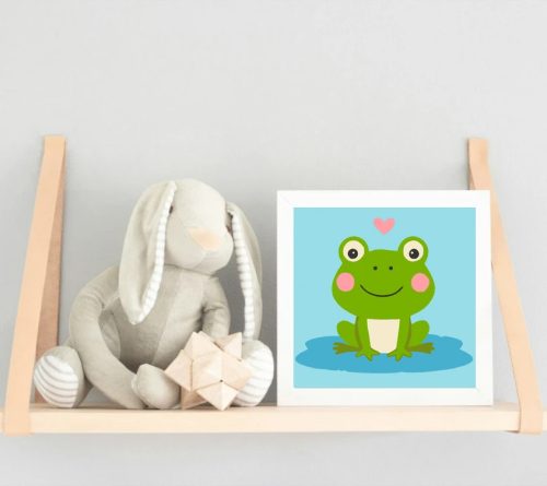 Mosolygós béka szíve - gyerek számfestő készlet - Számfestő.hu - 20×20cm - Keret nélkül