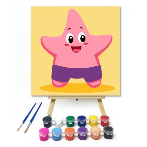 Mosolygós tengeri csillag - gyerek számfestő készlet - Számfestő.hu - 20×20cm - Keret nélkül