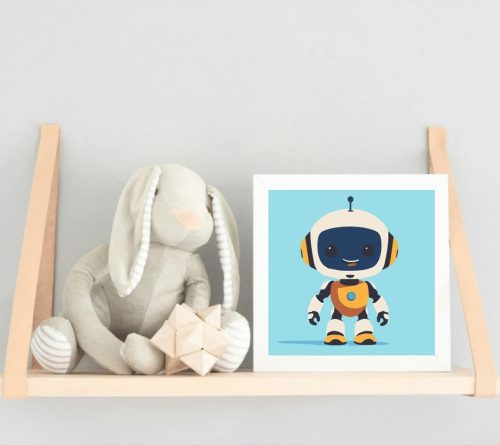 Vidám robotfiú - gyerek számfestő készlet - Számfestő.hu - 30×30cm - Keret nélkül