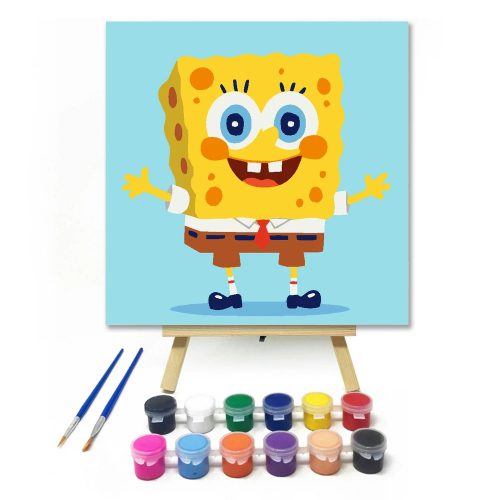 Játékos szivacsfigura - gyerek számfestő készlet - Számfestő.hu - 20×20cm - Keretre feszítve