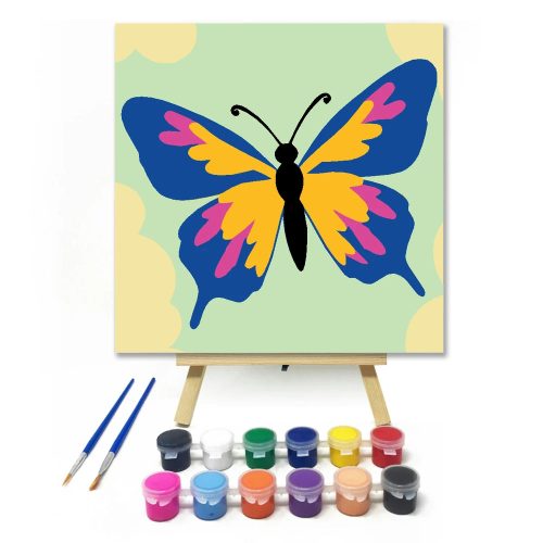 Popmás pillangó - gyerek számfestő készlet - Számfestő.hu - 20×20cm - Keretre feszítve