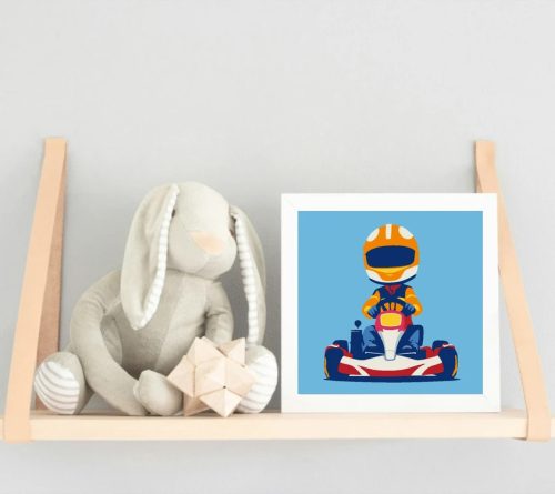 Fürge gokartos - gyerek számfestő készlet - Számfestő.hu - 40×40cm - Keret nélkül