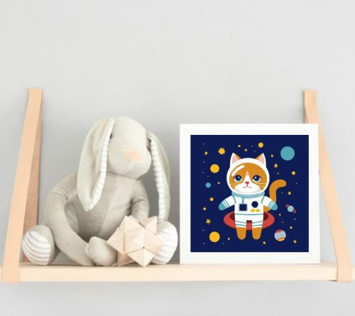 Álmodozó űrcica kalandja - gyerek számfestő készlet - Számfestő.hu - 20×20cm - Keret nélkül