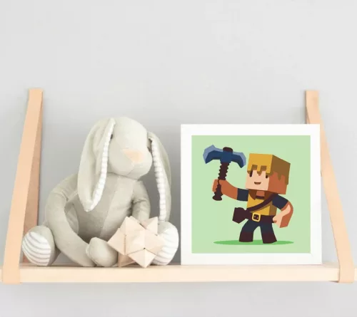 Játékos kockahős csákánya - gyerek számfestő készlet - Számfestő.hu - 20×20cm - Keret nélkül