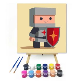 Pácélos kis lovag - gyerek számfestő készlet - Számfestő.hu - 20×20cm - Keret nélkül