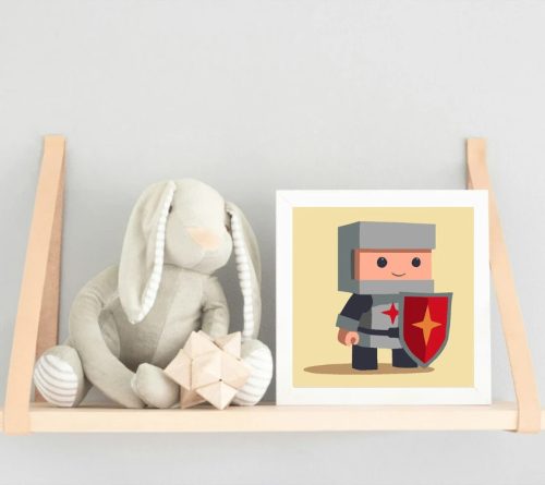 Pácélos kis lovag - gyerek számfestő készlet - Számfestő.hu - 20×20cm - Keret nélkül