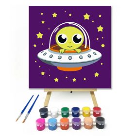 Kíváncsi kis idegen - gyerek számfestő készlet - Számfestő.hu - 20×20cm - Keret nélkül