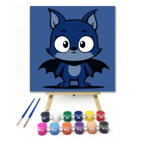 Bájos denevér mosolya - gyerek számfestő készlet - Számfestő.hu - 20×20cm - Keret nélkül