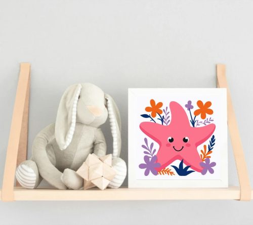 Mosolygós tengeri csillag - gyerek számfestő készlet - Számfestő.hu - 20×20cm - Keret nélkül