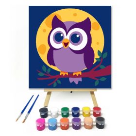 Mosolygós bagoly a holdfényben - gyerek számfestő készlet - Számfestő.hu - 20×20cm - Keret nélkül