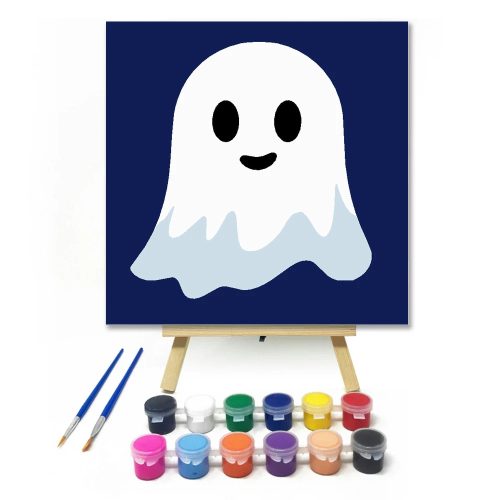 Vidám kis szellem - gyerek számfestő készlet - Számfestő.hu - 20×20cm - Keretre feszítve