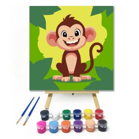 Kedves majom mosolya - gyerek számfestő készlet - Számfestő.hu - 20×20cm - Keret nélkül