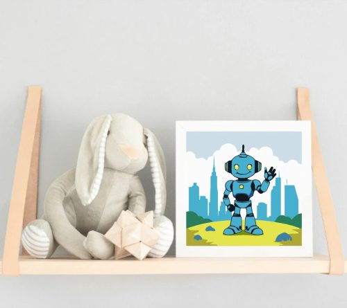 Városi robot - gyerek számfestő készlet - Számfestő.hu - 20×20cm - Keret nélkül