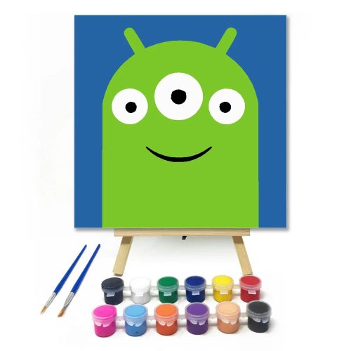 Három szemű szörnyike - gyerek számfestő készlet - Számfestő.hu - 20×20cm - Keretre feszítve