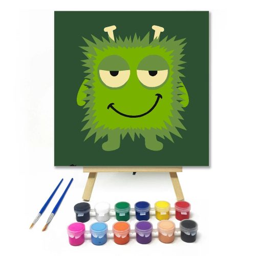 Álmos szörnyecske mosolya - gyerek számfestő készlet - Számfestő.hu - 30×30cm - Keret nélkül