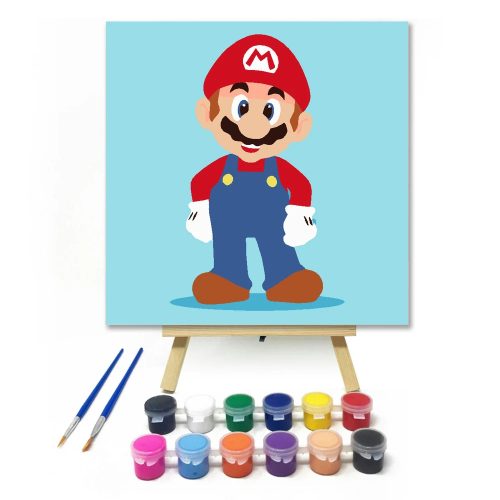 Bajuszos szerelő - gyerek számfestő készlet - Számfestő.hu - 50×50cm - Keret nélkül