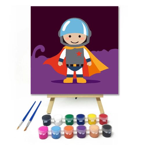 Kis űrhajós kalandja - gyerek számfestő készlet - Számfestő.hu - 40×40cm - Keret nélkül