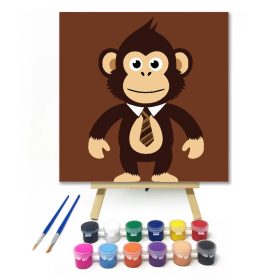 Nyakkendős makimajom - gyerek számfestő készlet - Számfestő.hu - 20×20cm - Keret nélkül