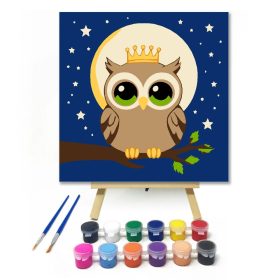 Kisbagoly koronája - gyerek számfestő készlet - Számfestő.hu - 20×20cm - Keret nélkül