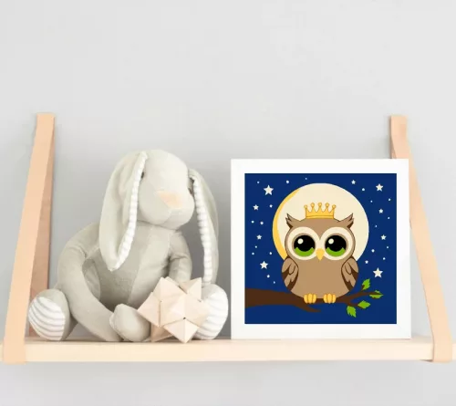 Kisbagoly koronája - gyerek számfestő készlet - Számfestő.hu - 20×20cm - Keret nélkül