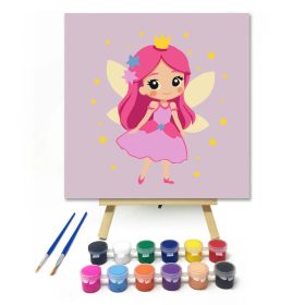 Bájos tündérhercegnő - gyerek számfestő készlet - Számfestő.hu - 20×20cm - Keret nélkül
