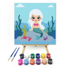 Sellőlány a sziklán - gyerek számfestő készlet - Számfestő.hu - 20×20cm - Keret nélkül