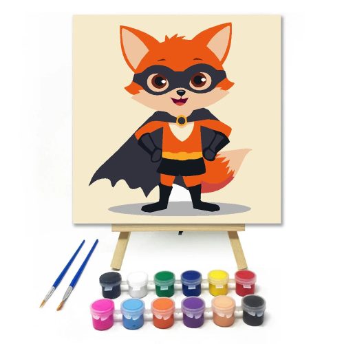 Hősies róka - gyerek számfestő készlet - Számfestő.hu - 40×40cm - Keret nélkül