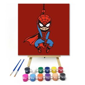 Pókhálós hős - gyerek számfestő készlet - Számfestő.hu - 20×20cm - Keret nélkül