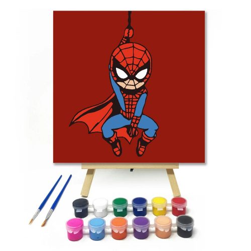 Pókhálós hős - gyerek számfestő készlet - Számfestő.hu - 20×20cm - Keretre feszítve