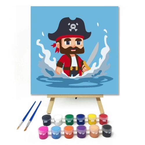 Kalózkapitány karddal - gyerek számfestő készlet - Számfestő.hu - 30×30cm - Keret nélkül