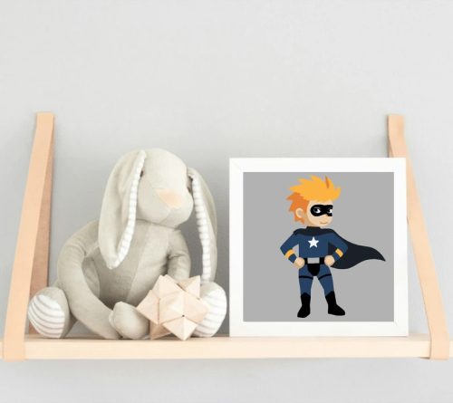 Fekete köpenyes szuperhős - gyerek számfestő készlet - Számfestő.hu - 20×20cm - Keretre feszítve