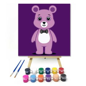 Csokornyakkendős maci - gyerek számfestő készlet - Számfestő.hu - 20×20cm - Keret nélkül