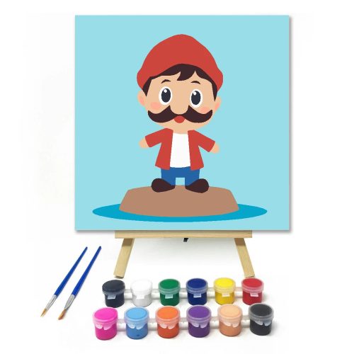 Bajuszos kis figura - gyerek számfestő készlet - Számfestő.hu - 20×20cm - Keret nélkül