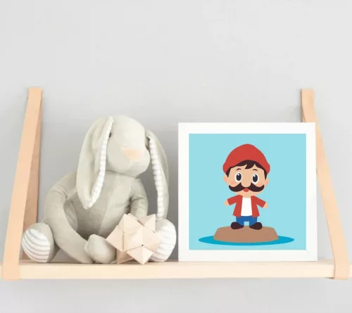 Bajuszos kis figura - gyerek számfestő készlet - Számfestő.hu - 20×20cm - Keretre feszítve