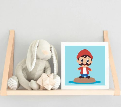 Bajuszos kis figura - gyerek számfestő készlet - Számfestő.hu - 50×50cm - Keret nélkül