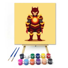 Piros páncélos szuperhős - gyerek számfestő készlet - Számfestő.hu - 20×20cm - Keret nélkül