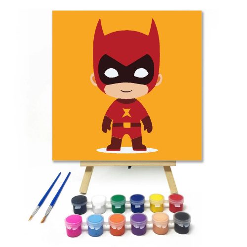 Fekete maszkos hős - gyerek számfestő készlet - Számfestő.hu - 20×20cm - Keret nélkül