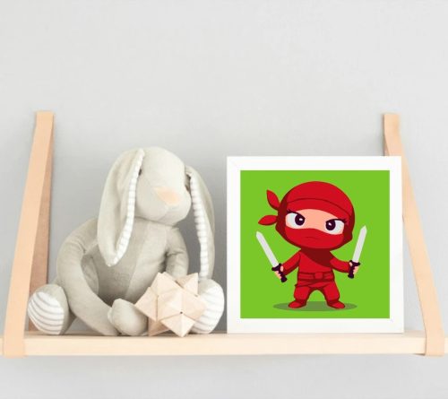 Kalandos kis nindzsa - gyerek számfestő készlet - Számfestő.hu - 20×20cm - Keretre feszítve