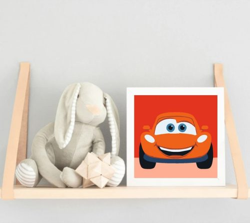 Vidám autó mosolya - gyerek számfestő készlet - Számfestő.hu - 40×40cm - Keret nélkül