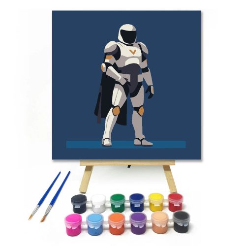 Titokzatos űrbéli hős - gyerek számfestő készlet - Számfestő.hu - 20×20cm - Keretre feszítve