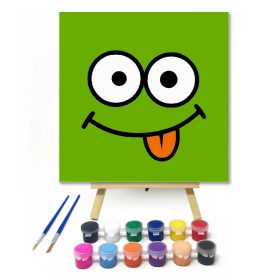 Huncut szörnyecske grimasza - gyerek számfestő készlet - Számfestő.hu - 20×20cm - Keret nélkül