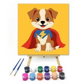 Szuperhős kutyus - gyerek számfestő készlet - Számfestő.hu - 20×20cm - Keret nélkül
