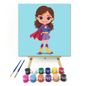 Szuperhős csillag - gyerek számfestő készlet - Számfestő.hu - 20×20cm - Keret nélkül