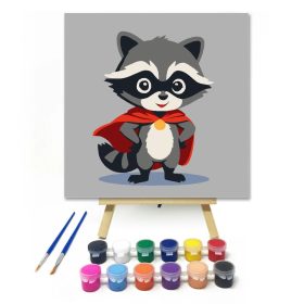 Bátor mosómedve - gyerek számfestő készlet - Számfestő.hu - 20×20cm - Keret nélkül