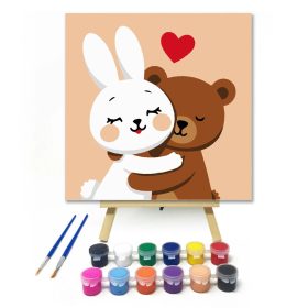 Állati szeretet - gyerek számfestő készlet - Számfestő.hu - 20×20cm - Keret nélkül