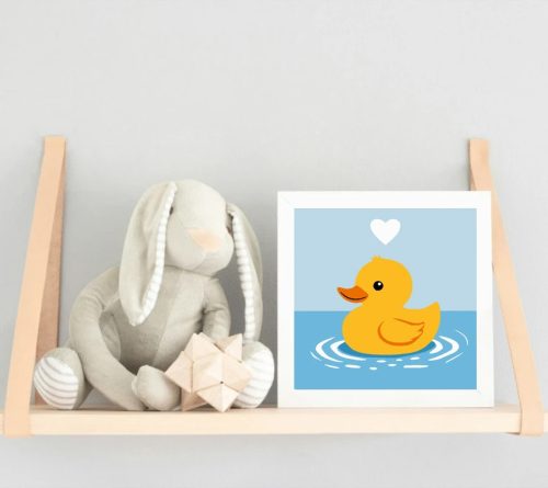 Békés kiskacsa - gyerek számfestő készlet - Számfestő.hu - 20×20cm - Keretre feszítve