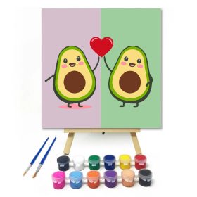 Vidám avokádók szíve - gyerek számfestő készlet - Számfestő.hu - 20×20cm - Keret nélkül