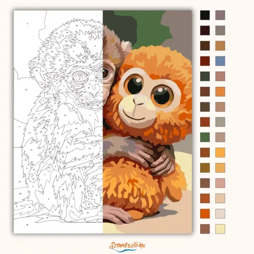 Világ kis kedvence – Punch - számfestő készlet - Számfestő.hu - 80×100cm - Keretre feszítve